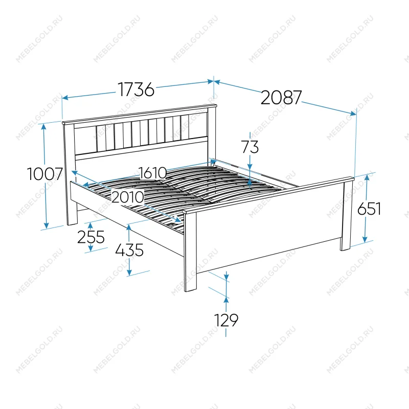 САГА кровать двойная 160х200 кашемир/ясень | изображение 2