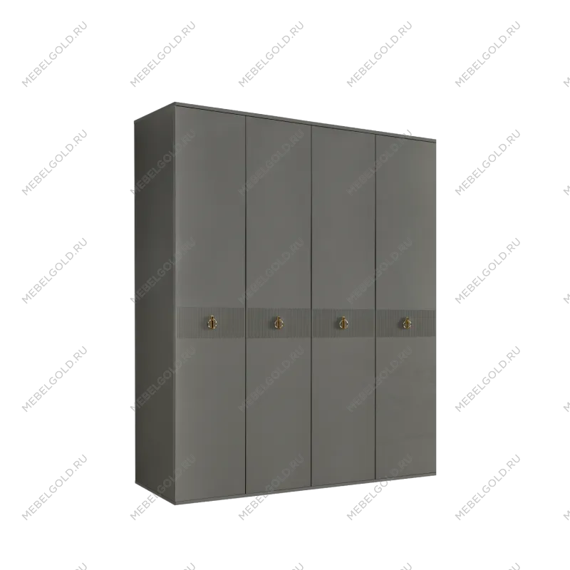 Шкаф 4-х дверный Римини СОЛО (Серый/Золото) РМШ2/4(s)