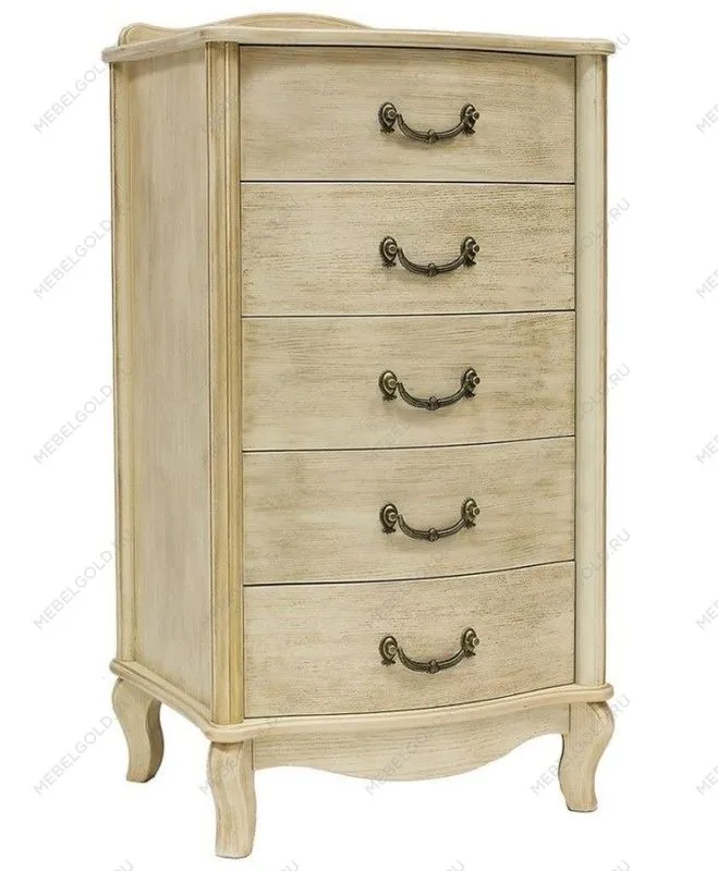 Комод Джульетта узкий 5 ящ. (дуб шампань/золотая патина) | изображение 1