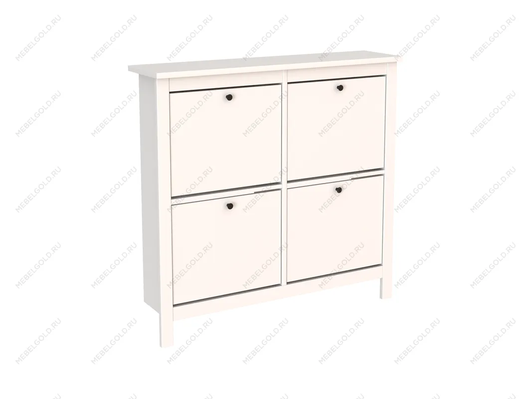 Обувница Сага с 4 откидными ящиками 113х108 белая