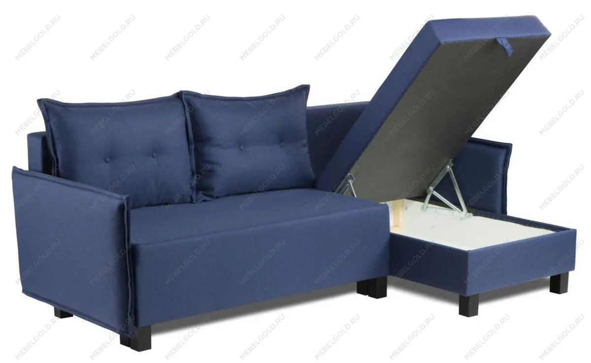 Диван-кровать угловой КИРКАС, 217х90х77 см, синий | изображение 3