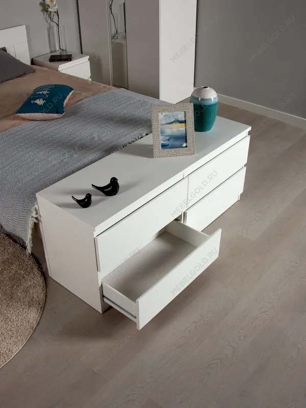 Тумба для ТВ Кастор, 4 ящика, 130х40х54 см, белая | изображение 2
