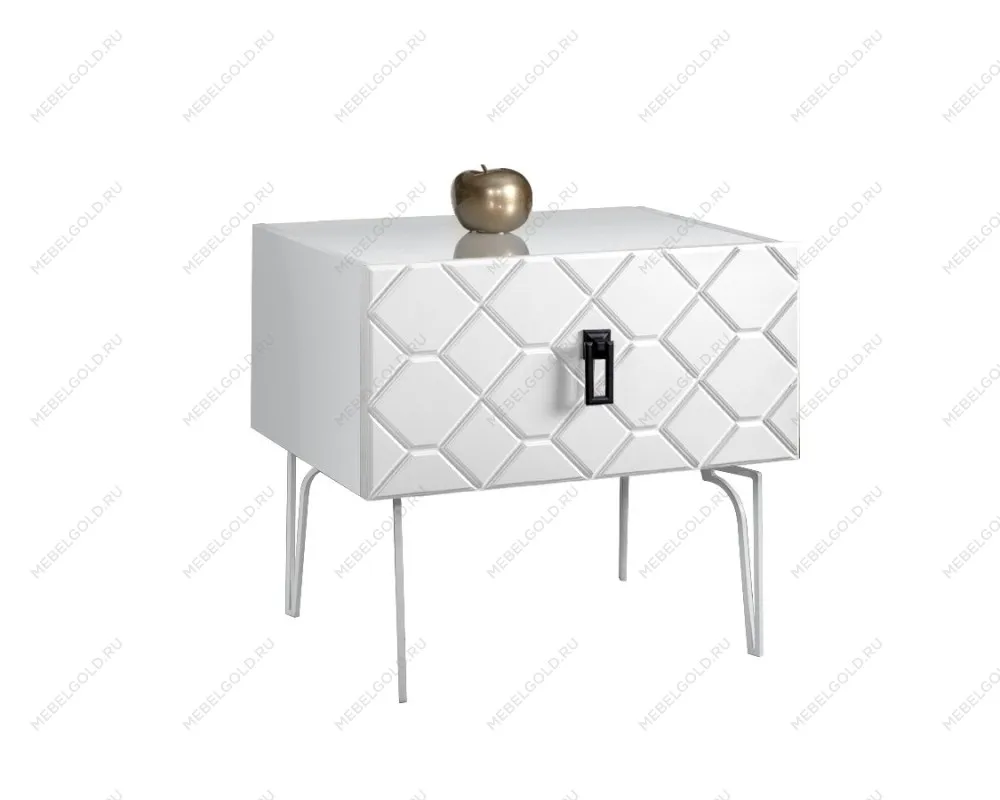 Тумба прикроватная Bogemia Farfalle (Белый) (Lakobel/Черный) БМТП-1(Fa)