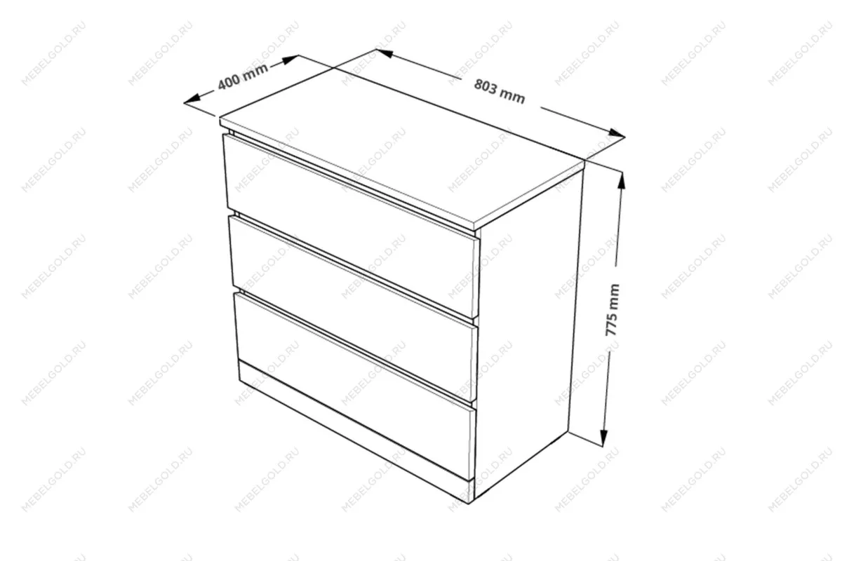Комод Варма, 3 ящика, 80х78х40 см, шпон натурального дерева, ясень черный | изображение 17