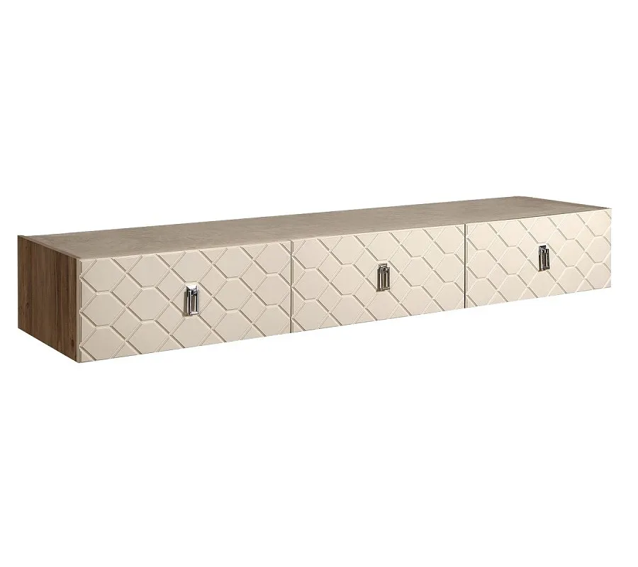 Тумба телевизионная 2.1м Bogemia Woodline Fly Fa (Слоновая кость) (Novabuk/Хром) БМТ-2