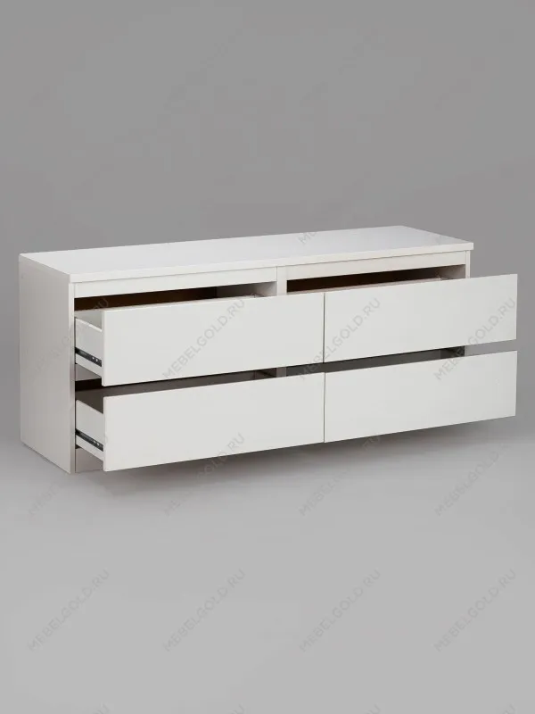 Тумба для ТВ Кастор, 4 ящика, 130х40х54 см, белая | изображение 13