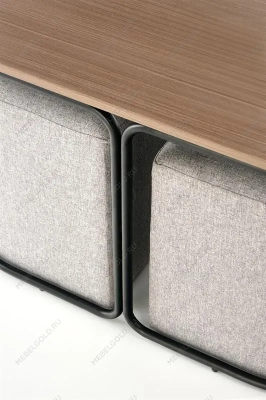 Комплект Halmar PAMPA, стол журнальный + 2 пуфа (орех/черный, серый) | изображение 5