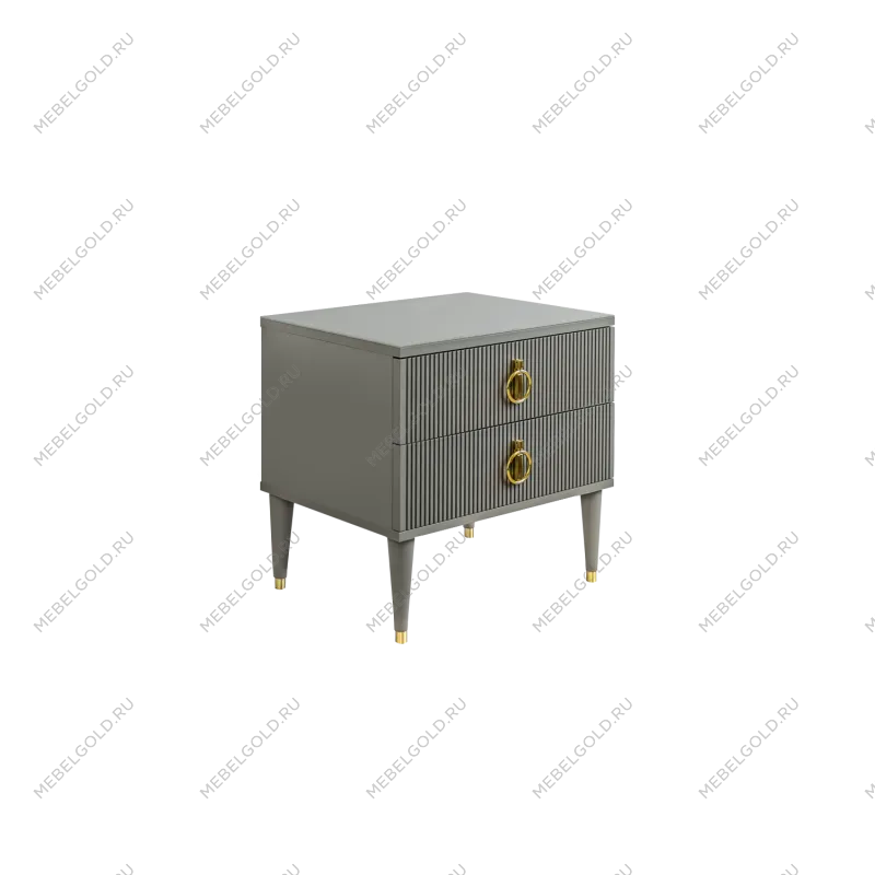 Тумба прикроватная 2 ящика Римини СОЛО (Серый/Золото) РМТП-2(s)