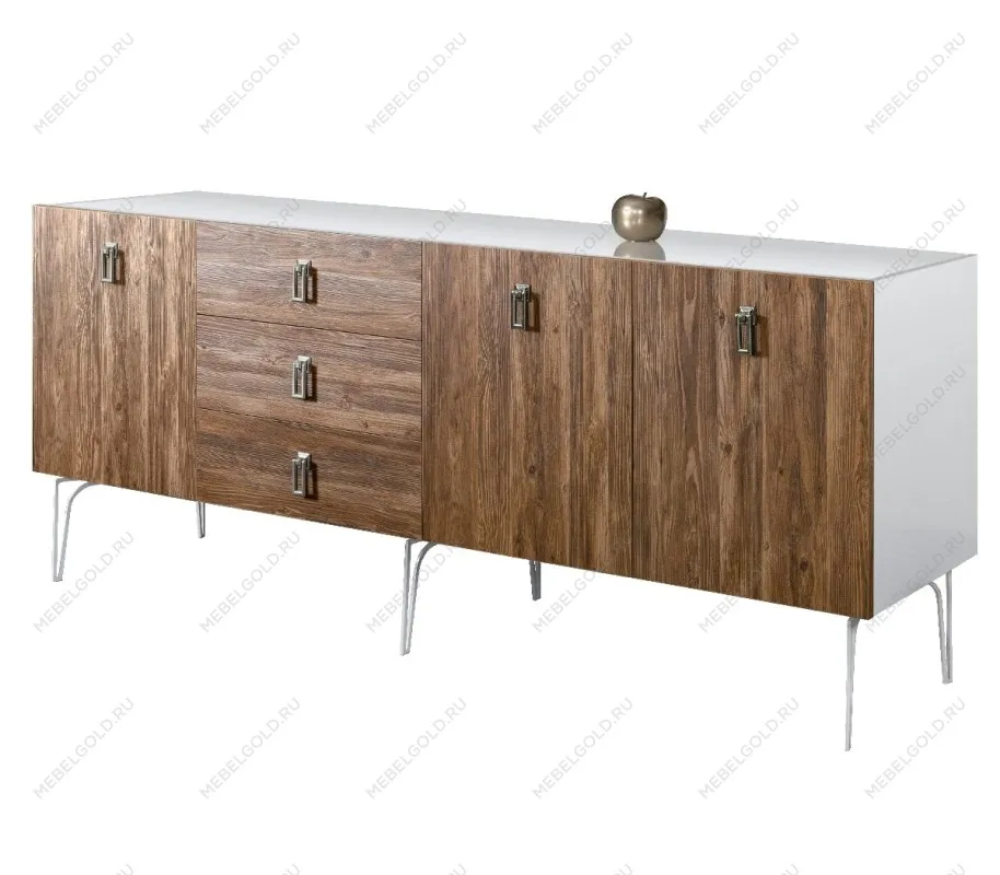 Комод 2.1м Bogemia Wood Fa (Белый) (Lakobel/Хром) БМКМ-5(Wo)