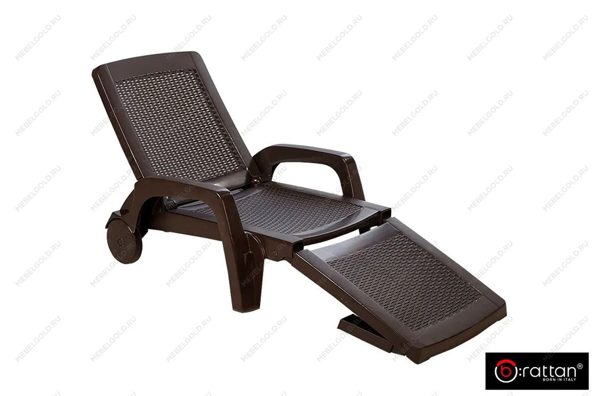 Шезлонг B:rattan MIAMI складной, коричневый | изображение 3
