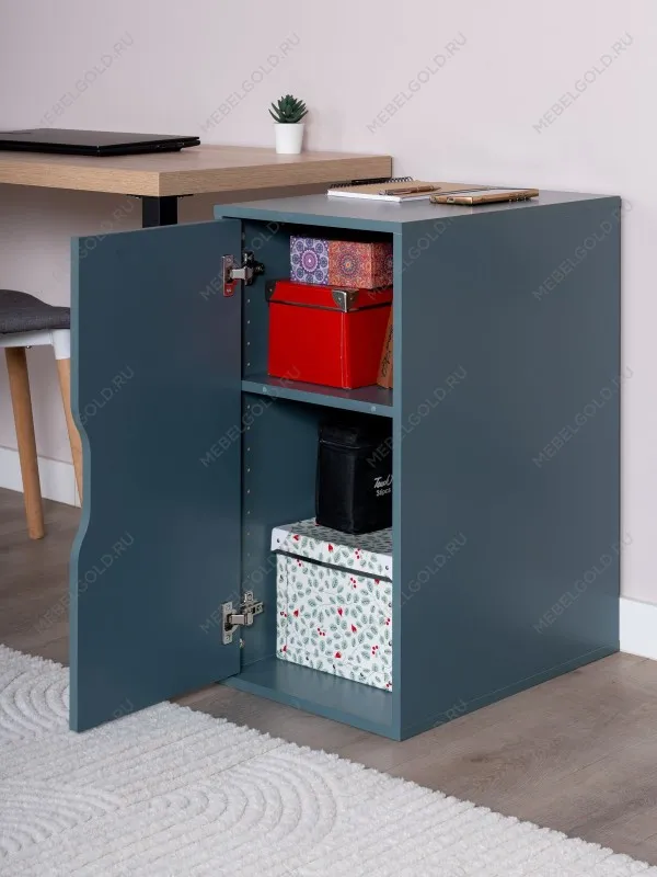 Тумба с дверцей Ингар, 36х71х53 серо-бирюзовая | изображение 3