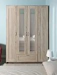 Шкаф Сириус, 4 двери и 1 ящик с зеркалом, 156х59х220 см, дуб сонома | изображение 4