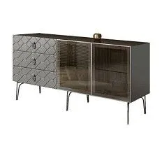 Комод 1.6м Bogemia Farfalle (Серый) (Lakobel/Хром) БМКМ-4(Fa)[5] - Выставка м. Марьина роща