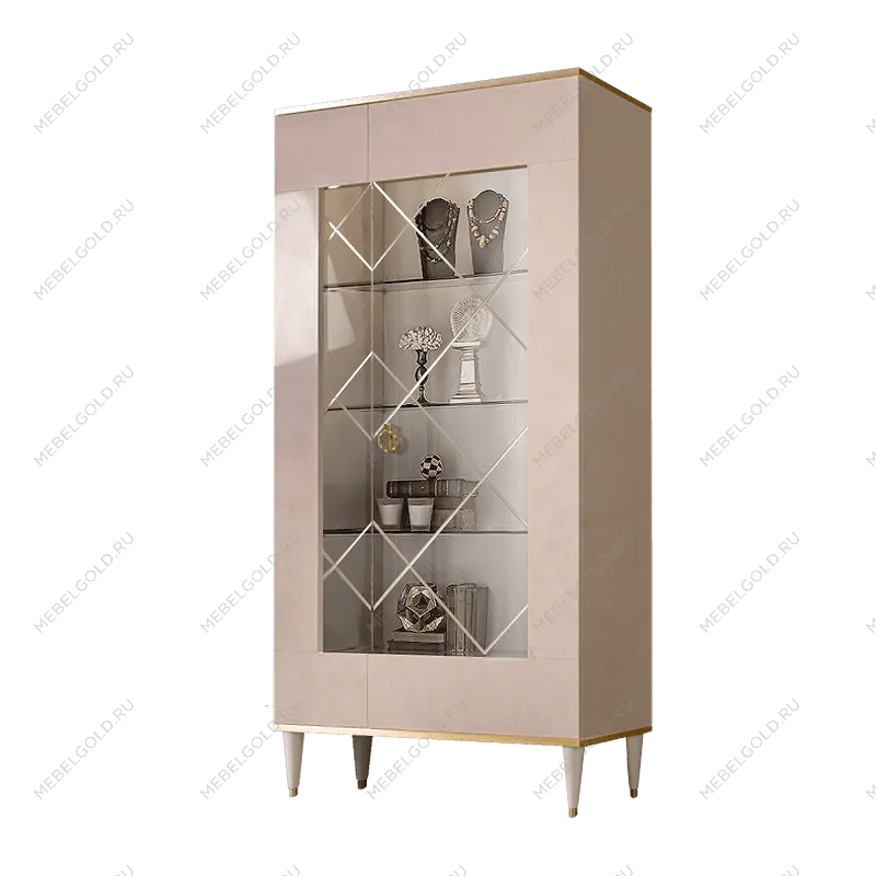 Витрина 2-ств. Римини (Латте/Золото) (Правая) РМВ2-2С