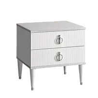 Тумба прикроватная 2 ящика Римини СОЛО (Белый/Серебро) РМТП-2(s)