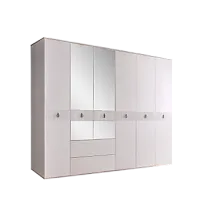 Шкаф 6-ти дверный с зеркалом, с ящиками Римини СОЛО (Белый/Серебро) РМШ1/61(s)