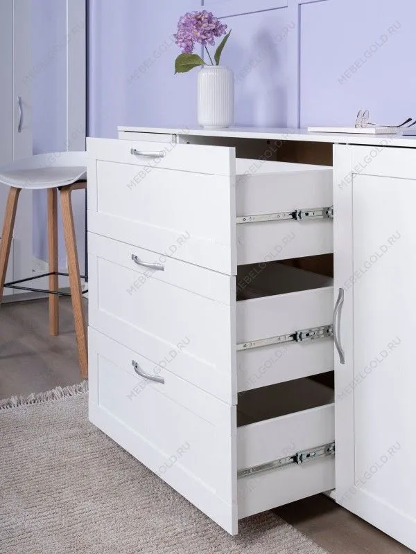 Тумба Сириус, 2 двери и 3 ящика, 156х41х95 см, белая | изображение 6