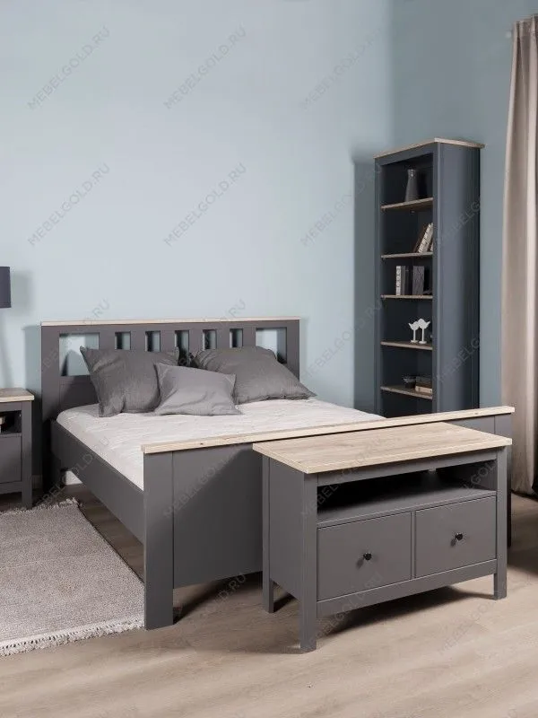 Кровать двуспальная Сага, 160х200 см, серая/ясень | изображение 2