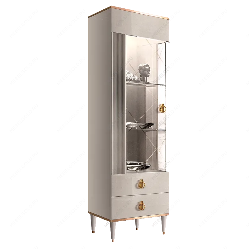 Витрина 1-ств. Римини СОЛО (Белый/Золото) (Левая) РМВ1-1С(s)