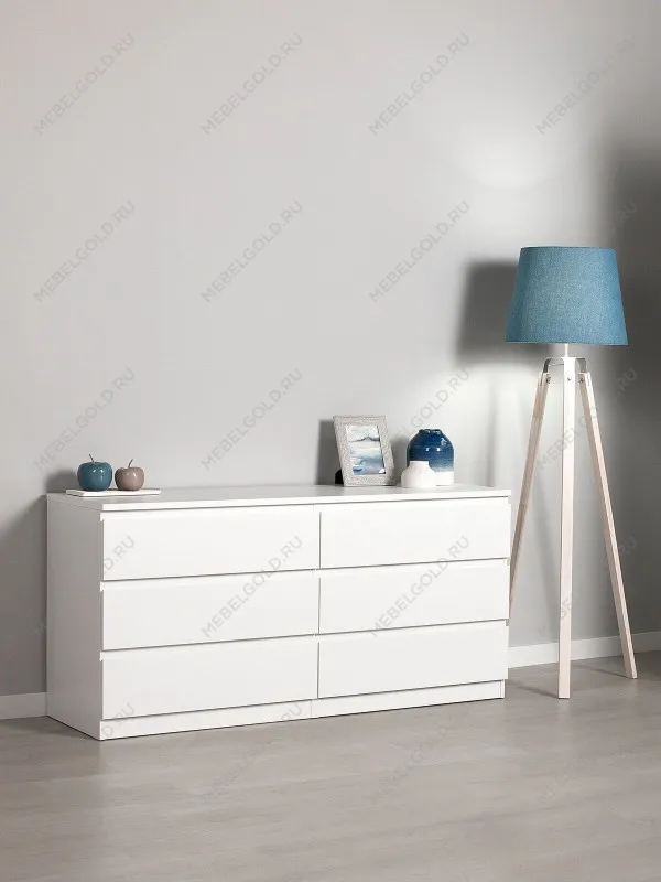 Комод Мальта, 6 ящиков, горизонтальный, с доводчиками, 160х48х76 см, белый | изображение 10