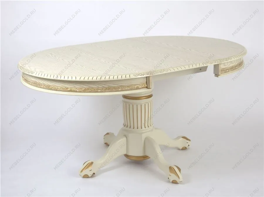 Стол круглый Милорд-110 (ноги Азия/слоновая кость 1013 + патина золото) | изображение 1