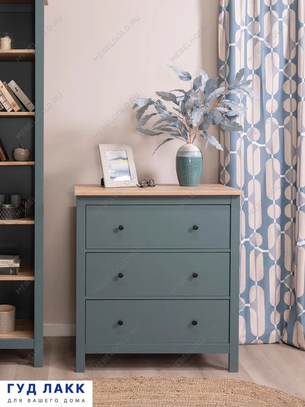 Комод Сага, 92х51х100 см, темно-бирюзовый/ясень | изображение 1