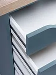 Стол письменный Ингар, с дверцей и 5 ящиками, 140x75x55, серо-бирюзовый/черный, столешница дуб беленый | изображение 13