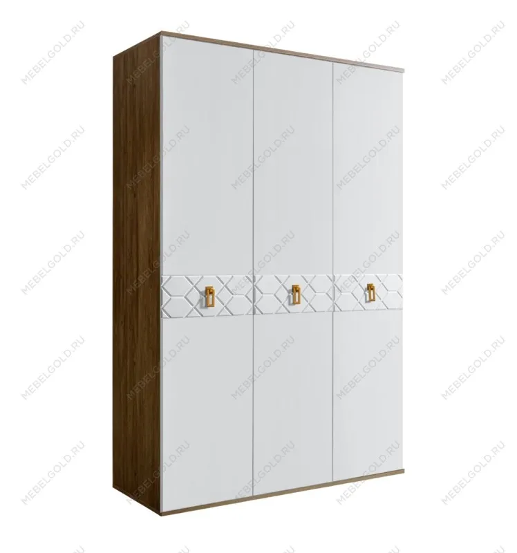 Шкаф 3-х дверный Bogemia Woodline Fa (Белый/Золото) БМШ2/3