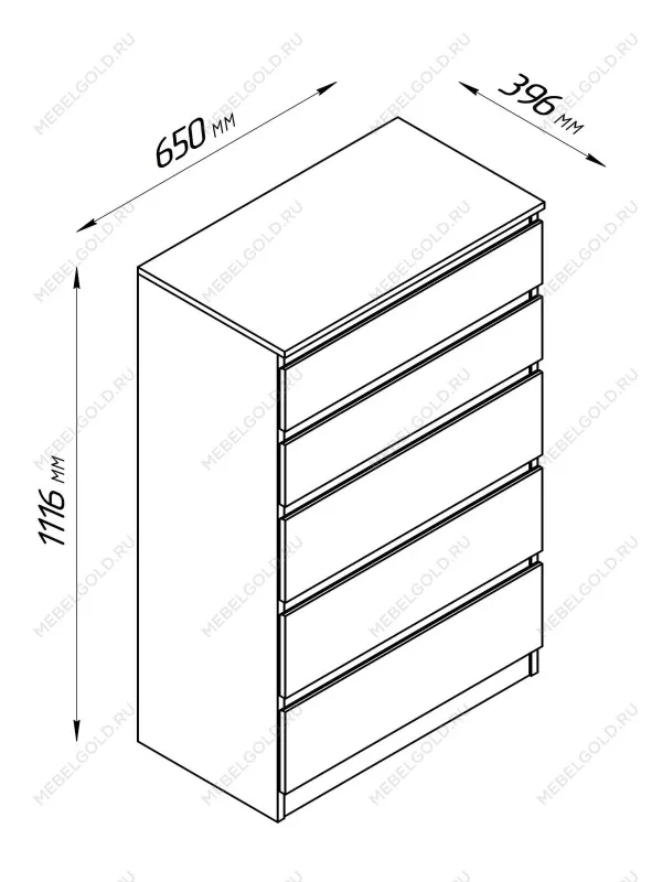 Комод Кастор, 5 ящиков, 65х40х112 см, дуб сонома | изображение 18