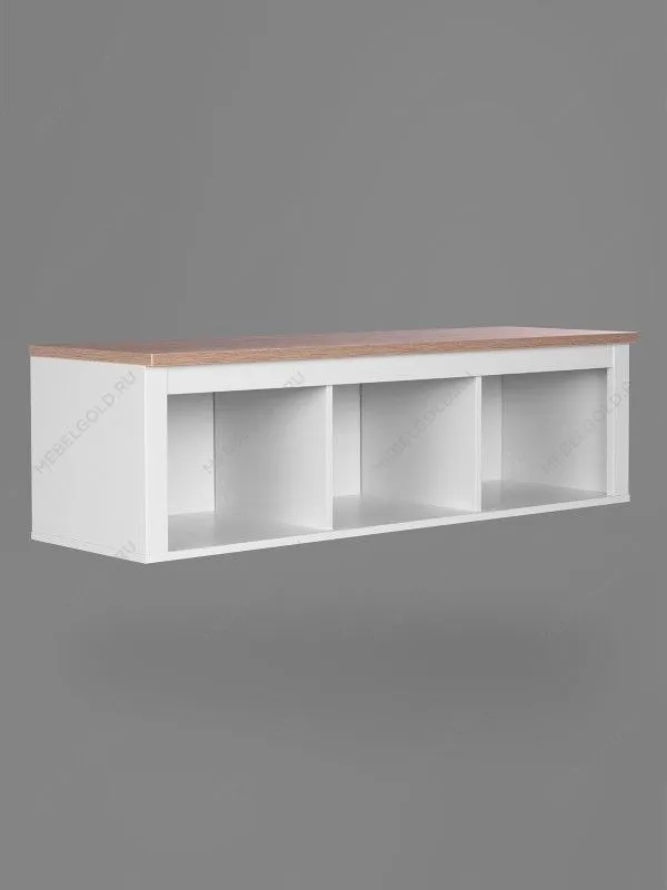 Полка навесная Сага, 3 секции, белая/ясень | изображение 3