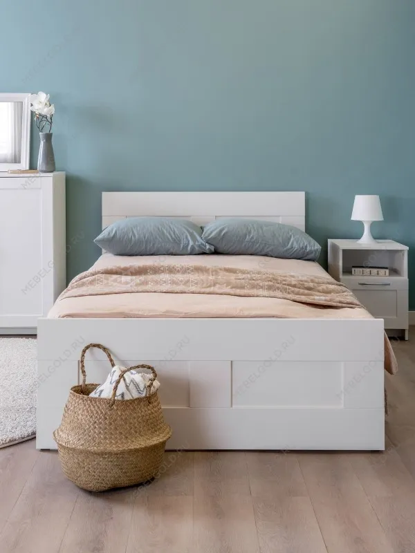 Кровать двуспальная Сириус, 140х200 см, белая | изображение 1