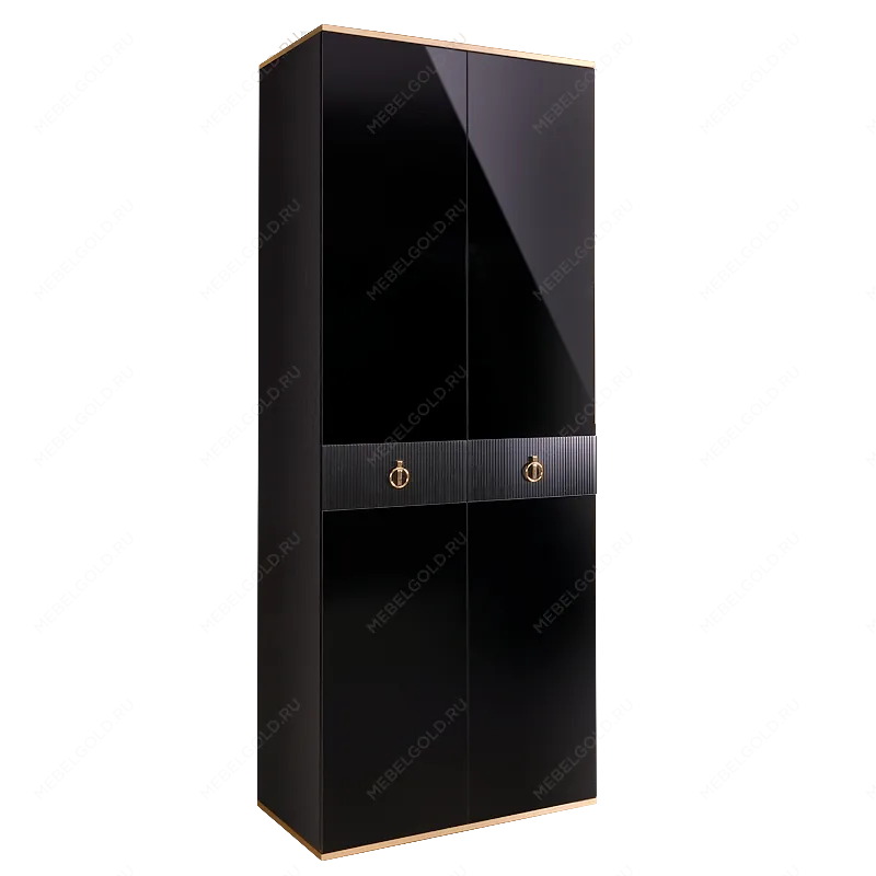 Шкаф 2-х дверный Римини СОЛО (Черный/Золото) РМШ2/2(s)