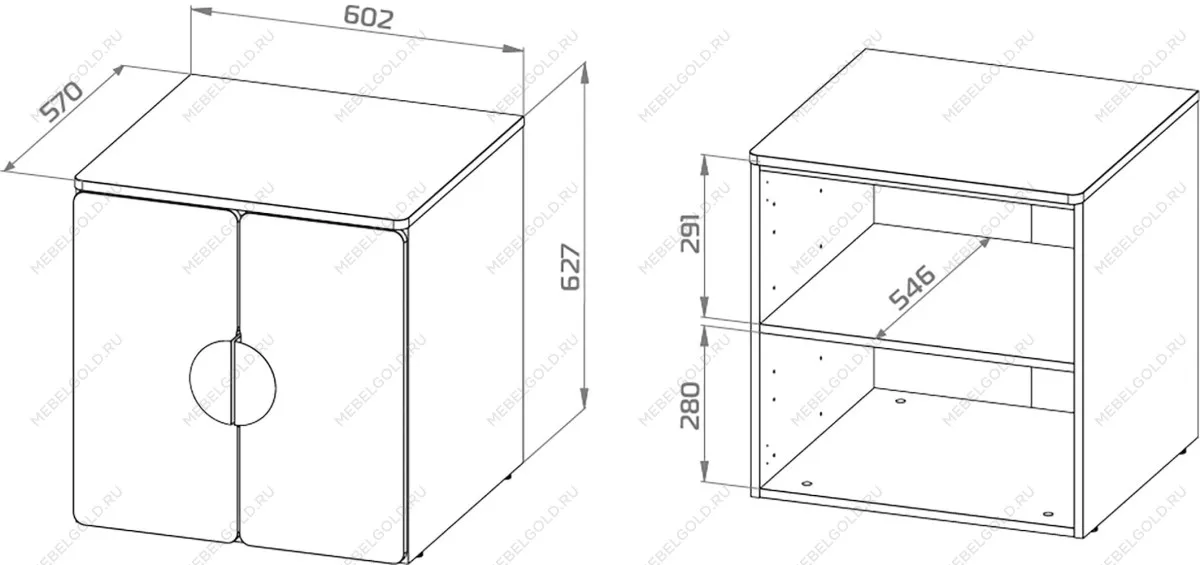 Шкаф Пикси распашной, с двумя дверьми и полкой 60x57x60, белый (робкий подснежник) | изображение 15
