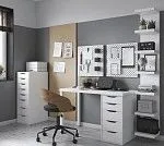 ИНГАР стол письменный ИКЕА / IKEA белый,120x75, с одной тумбой | изображение 3