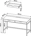 ИНГАР Д 132 стол письменный 132x58x76, серо-бирюзовый/черный | изображение 2