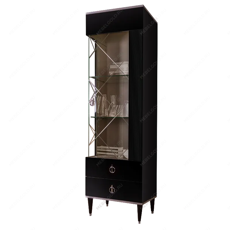 Витрина 1-ств. Римини СОЛО (Черный/Серебро) (Правая) РМВ1-1С(s)