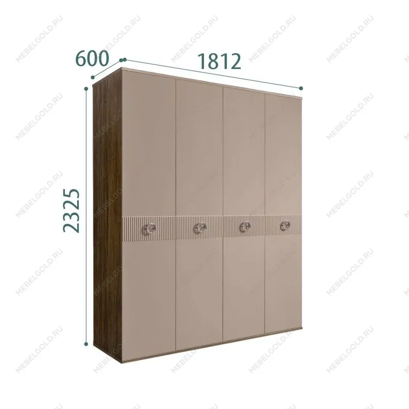 Шкаф 4-х дверный Bogemia Woodline Fi (Мокка/Хром) БМШ2/4