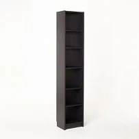 Стеллаж Варма, 6 полок, 38х198х28 см, шпон ясень, черный