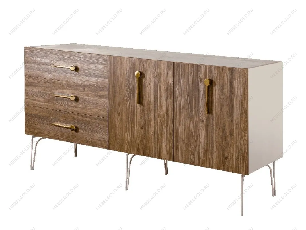Комод 1.6м Bogemia Wood Wo (Слоновая кость) (Novabuk/Золото) БМКМ-4(Wo)