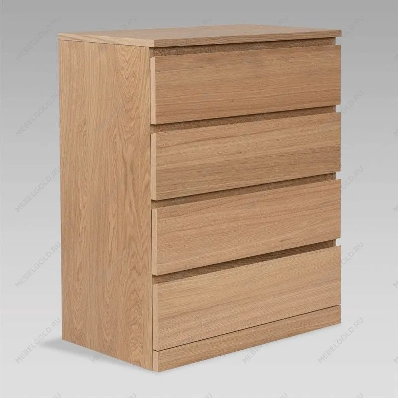 Комод Варма Прайм, 4 ящика, 80х100х48 см, шпон натурального дерева, дуб беленый