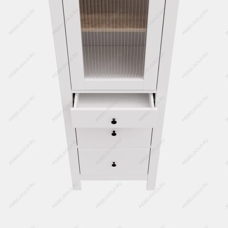 САГА шкаф с витриной 50 МОРУ белый/ясень | изображение 5