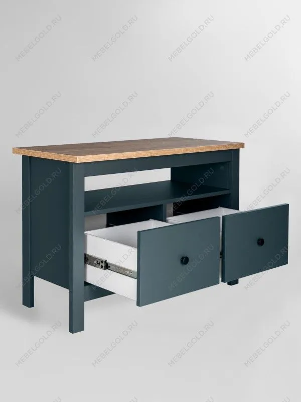 Тумба Сага, 2 ящика, 91х42х63 см, темно-бирюзовая/ясень | изображение 11