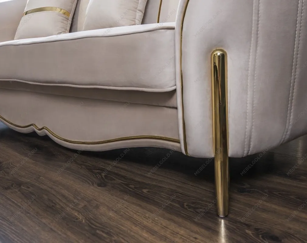 Диван Лара 3х местный бежевый золото | изображение 9