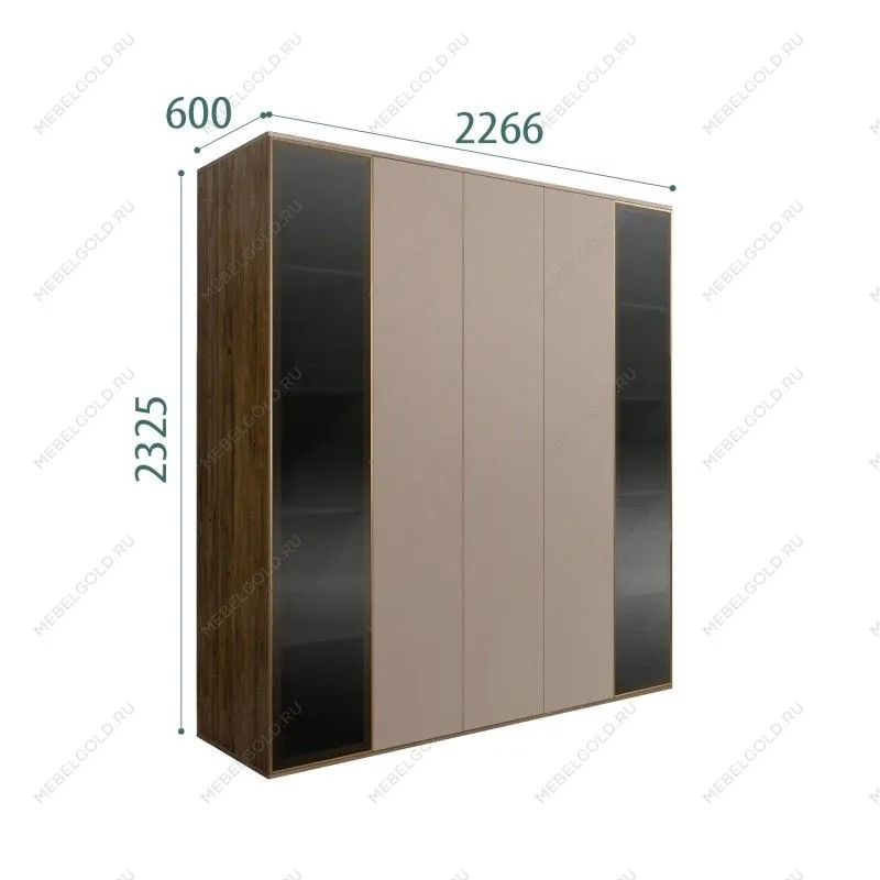 Шкаф 5-ти дв. Bogemia Woodline Air (Мокка/Золото) БМШ2/5(2)