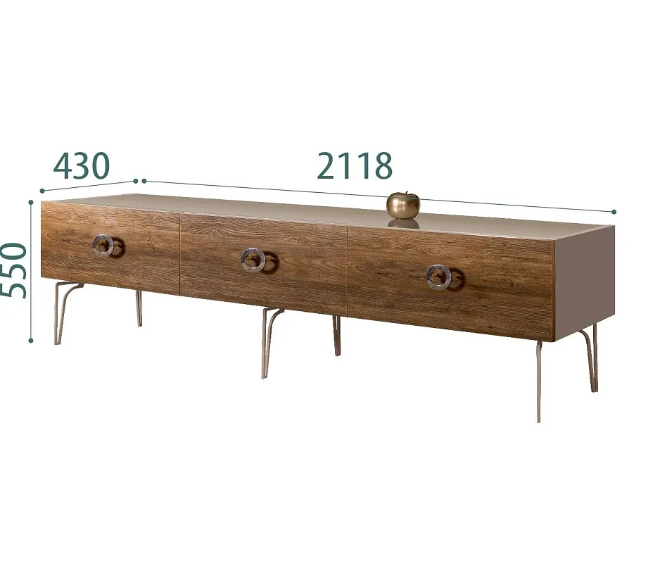 Тумба под телевизор 2.1м Bogemia Wood Fi (Мокка) (Lakobel/Хром) БМТ-2(Wo)