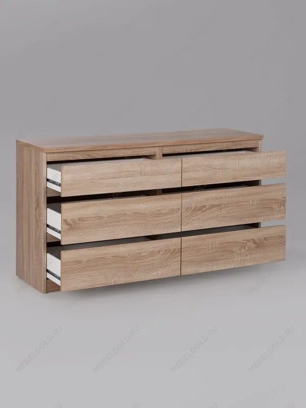 Комод Кастор, 6 ящиков, 129х40х71 см, дуб сонома | изображение 14