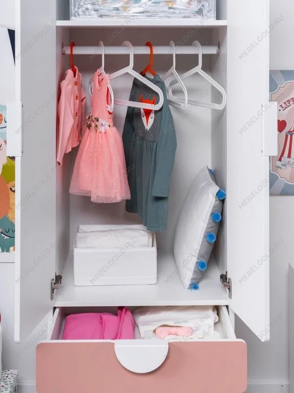 Шкаф распашной Пикси, с двумя дверьми, тремя выдвижными ящиками и полкой 60x57x180, мечтательный пион | изображение 4