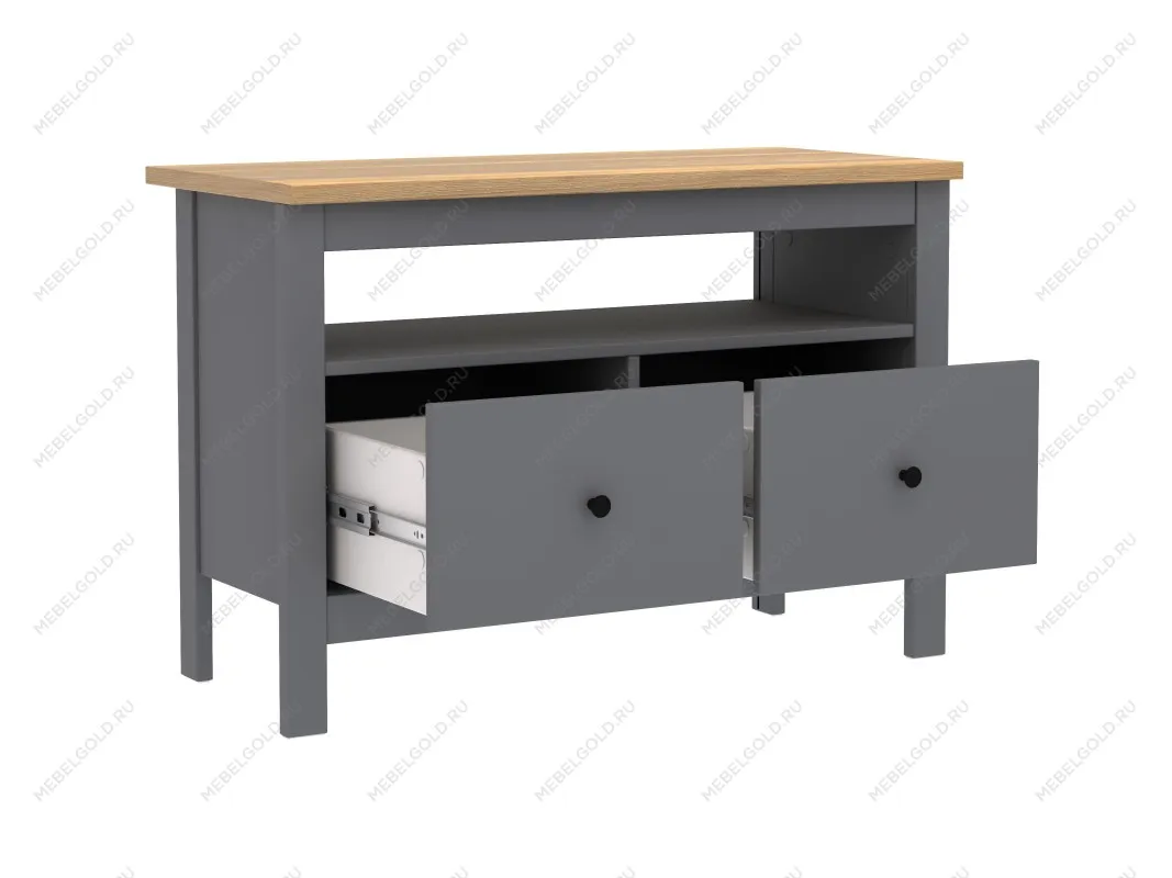 Тумба Сага, 2 ящика, 91х42х63 см, серая/ясень | изображение 14