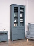 Шкаф с витриной Сага, 90х41х215 см, темно-бирюзовый | изображение 1
