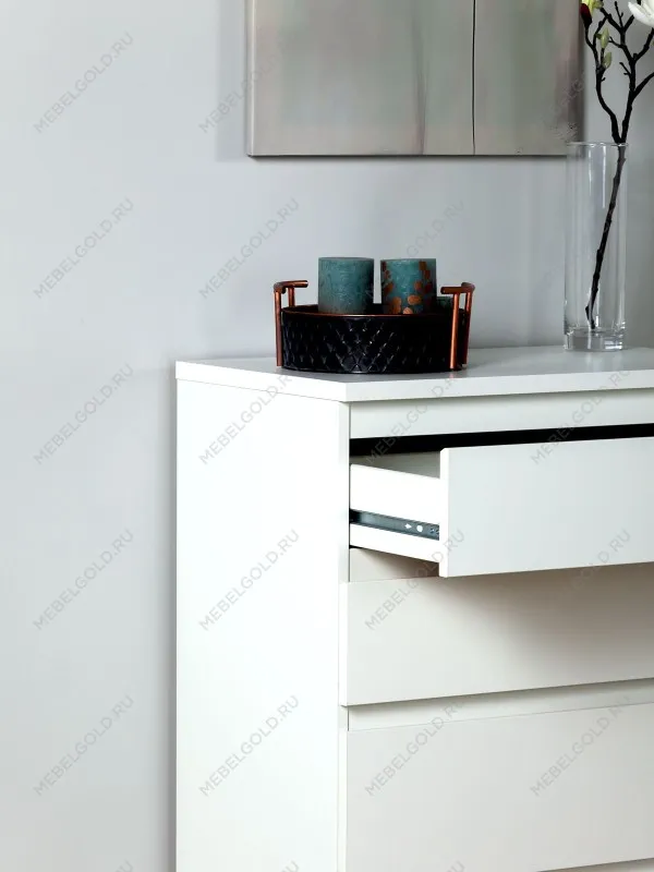 Комод Кастор, 5 ящиков, 65х40х112 см, белый | изображение 5